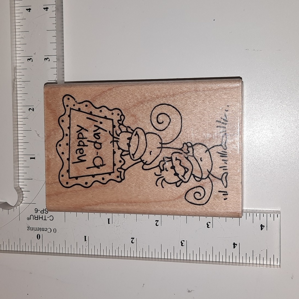 Monkeys Happy b-day Rubber Stamp